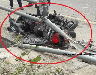 जानकीनगरमा कारले स्कुटरलाइ ठक्कर दिदा स्कूटर चालक खनाल गम्भीर घाईते