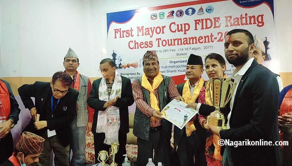 प्रथम मेयर कप फिडे रेटिंङ चेस प्रतियोगितामा रुपेश जैसवाल प्रथम