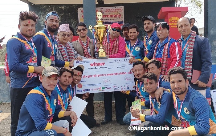 सुनिल ढुंगाना स्मृति कपको उपाधि लुम्बिनी नव युवा क्लवलाई