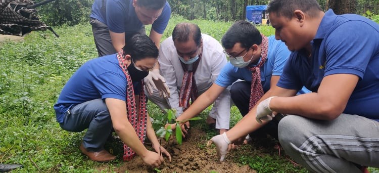 रोटरी क्लवअफ बुटवल चौतारीद्वाराआम्दा अस्पताल परिषरमा बृक्षारोपण