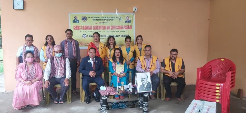 लायन्स क्लव अफ बुटवल सिद्धबाबा भृकुटीद्वारा तिलोत्तमा गौशालामा सहयोग