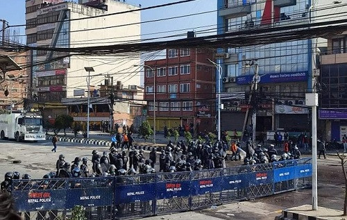 एमसीसीको विरोधमा बानेश्वरमा प्रदर्शन,२४ सय प्रहरी तैनाथ