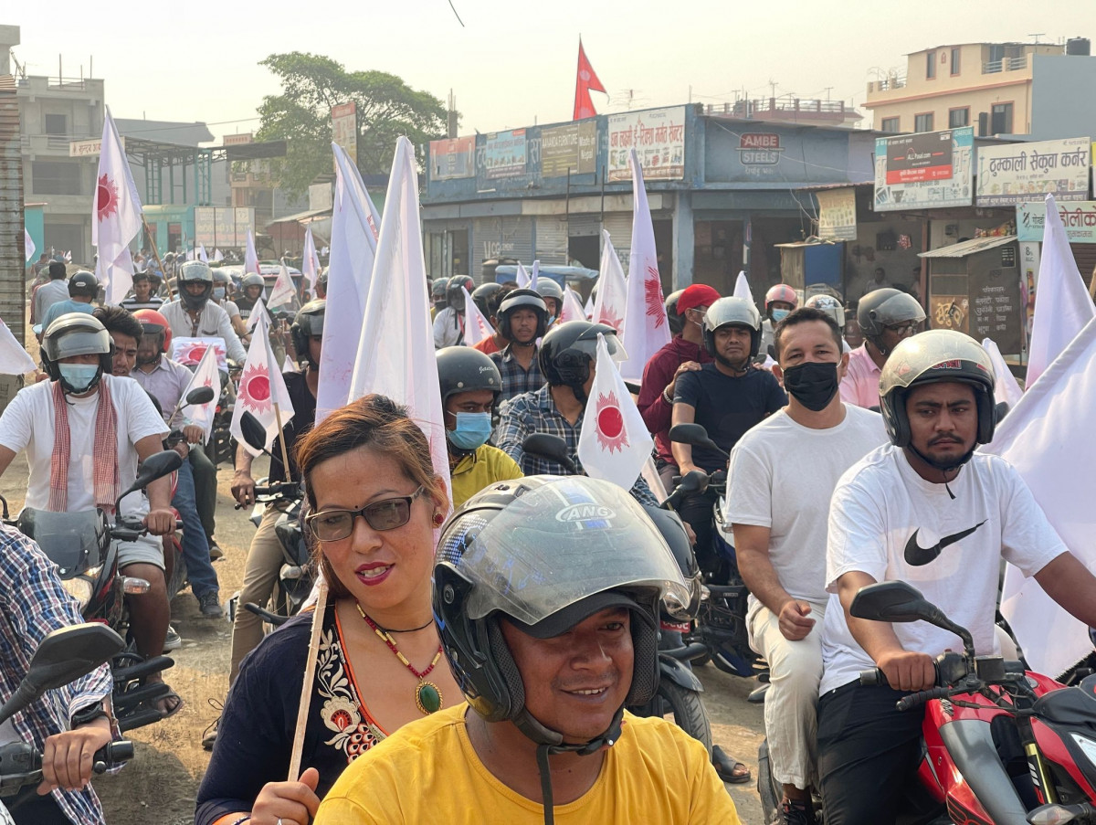 निर्वाचन प्रचार-प्रसार : एमाले तिलोत्तमा- ३  द्वारा मोटरसाईकल र्याली