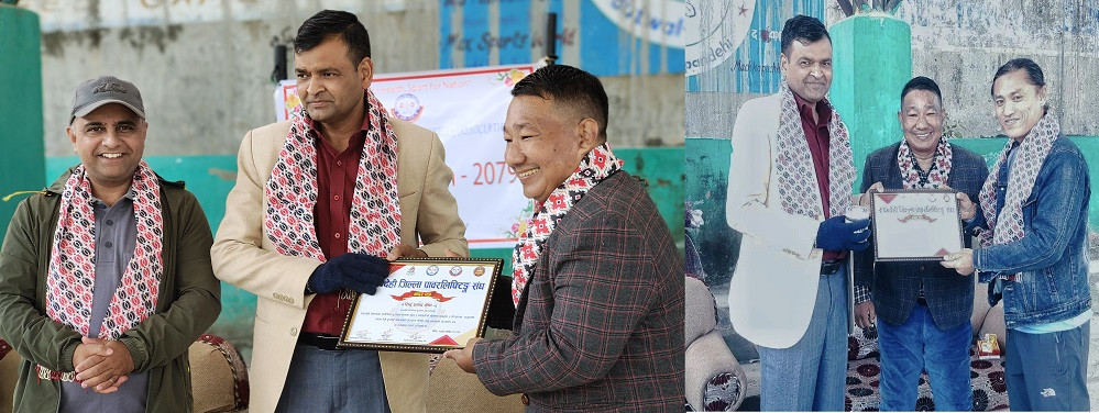 पदक विजेता खेलाडी र पत्रकारद्वय पाण्डे र श्रेष्ठलाई सम्मान