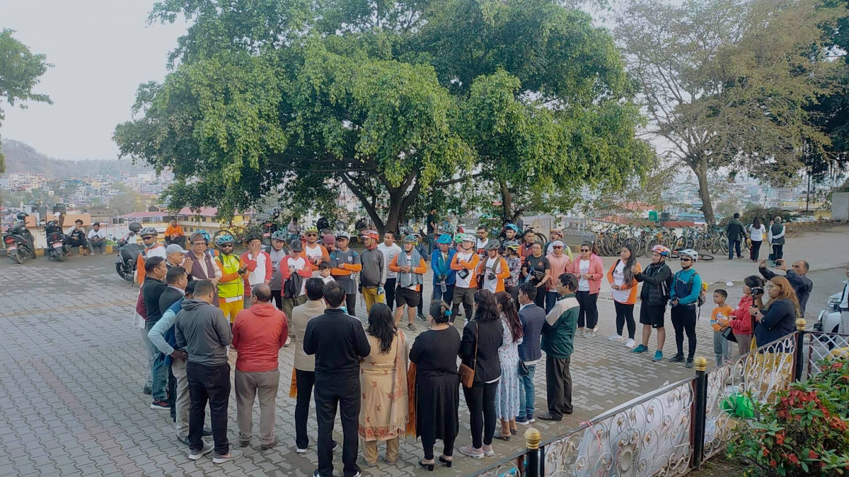 राईड टु रानीमहलबाट फर्केका साईकिलिस्टलाई फूलबारी गेटमा भब्य स्वागत