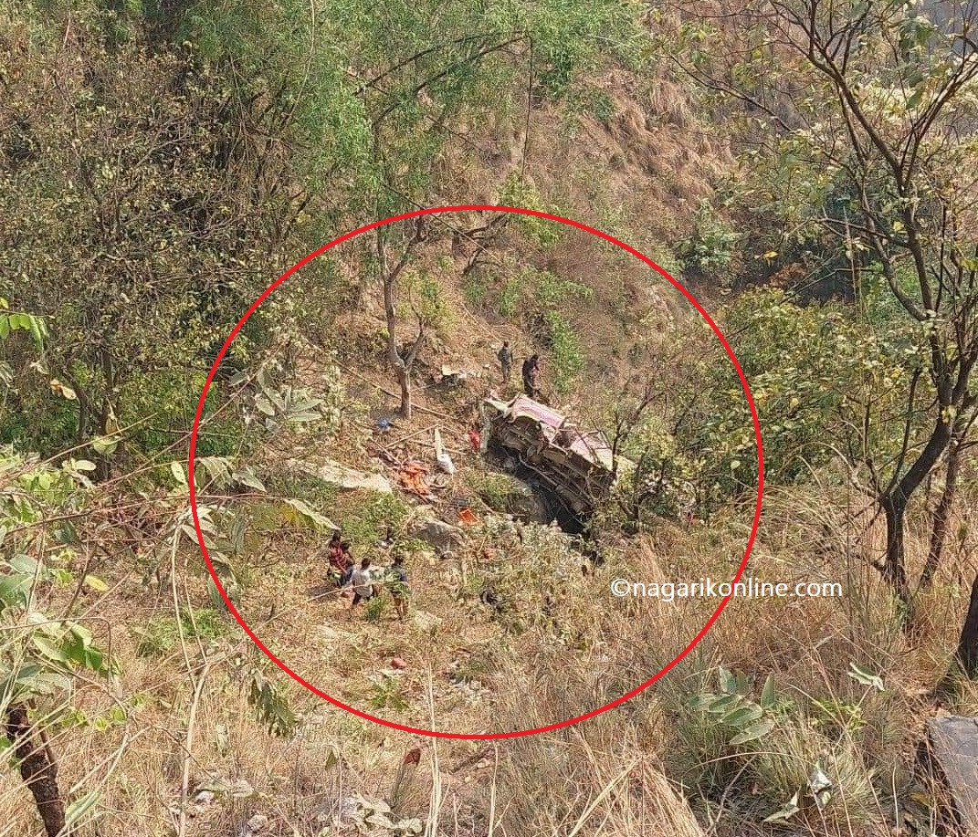पाल्पाको जोरधारामा यात्रुबाहक बस दुर्घटना