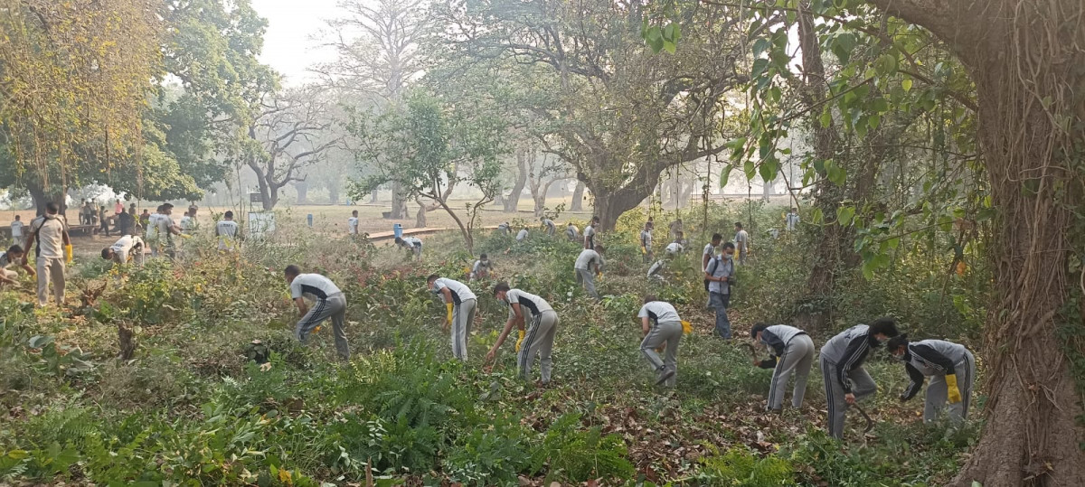 तिलौराकोट दरबार क्षेत्रका झाडी र बुुट्यानको सरसफाई,नेपाली सेनाको सक्रियता