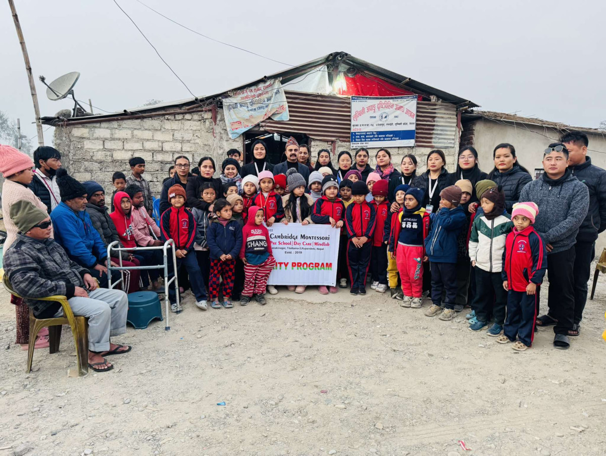 क्यामब्रीज मन्टेश्वरी एण्ड प्रि स्कुलद्वारा आश्रममा सहयोग