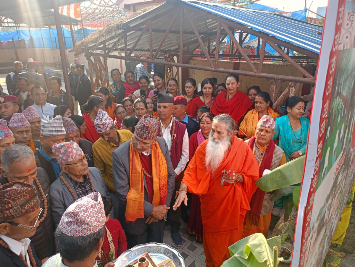 उपप्रधानमन्त्री पौडेलद्वारा  मुक्तिनाथ धाममा  मंगल भवन शिलान्यास,आजदेखि महायज्ञ