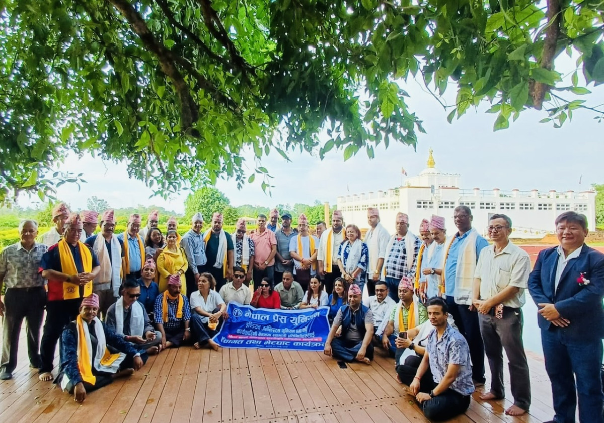 नेपाल प्रेस युनियनद्वारा ३० जना भारतीय पत्रकारलाई  गौतमबुद्ध जन्मस्थल लुम्बिनीमा स्वागत